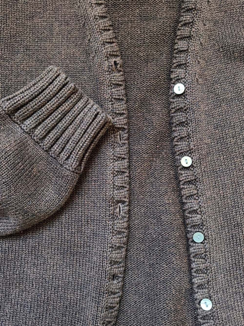 Lands’ End Brown Button-Front Knit Cardigan - Picture 3 of 5